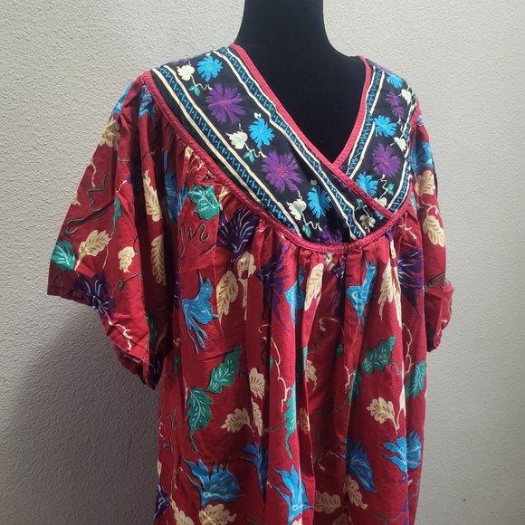 Phases Vintage Retro Women's Long Dress w/Pockets, Red Multicolored, 4X - Picture 5 of 10